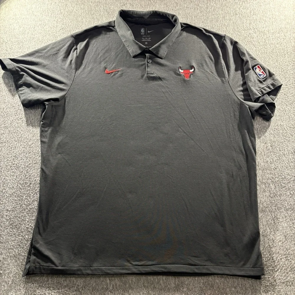 Chicago Bulls Mens Authentic Nike Dri-Fit Performance NBA Coaches Polo Shirt 2XL